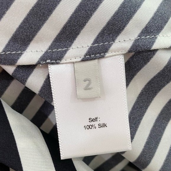 MONSE Asymmetric Striped Silk Twill Bow Tie Midi Dress In White Black Size 2 - Picture 13 of 14